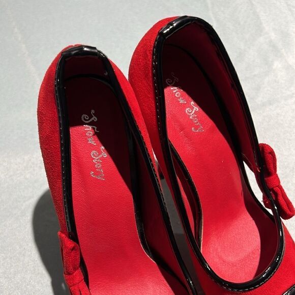 SHOW STORY Sexy 2 Tone Bow Peep Toe Platform Stiletto Pumps Size 37-6.5/7. B55 - Picture 7 of 10
